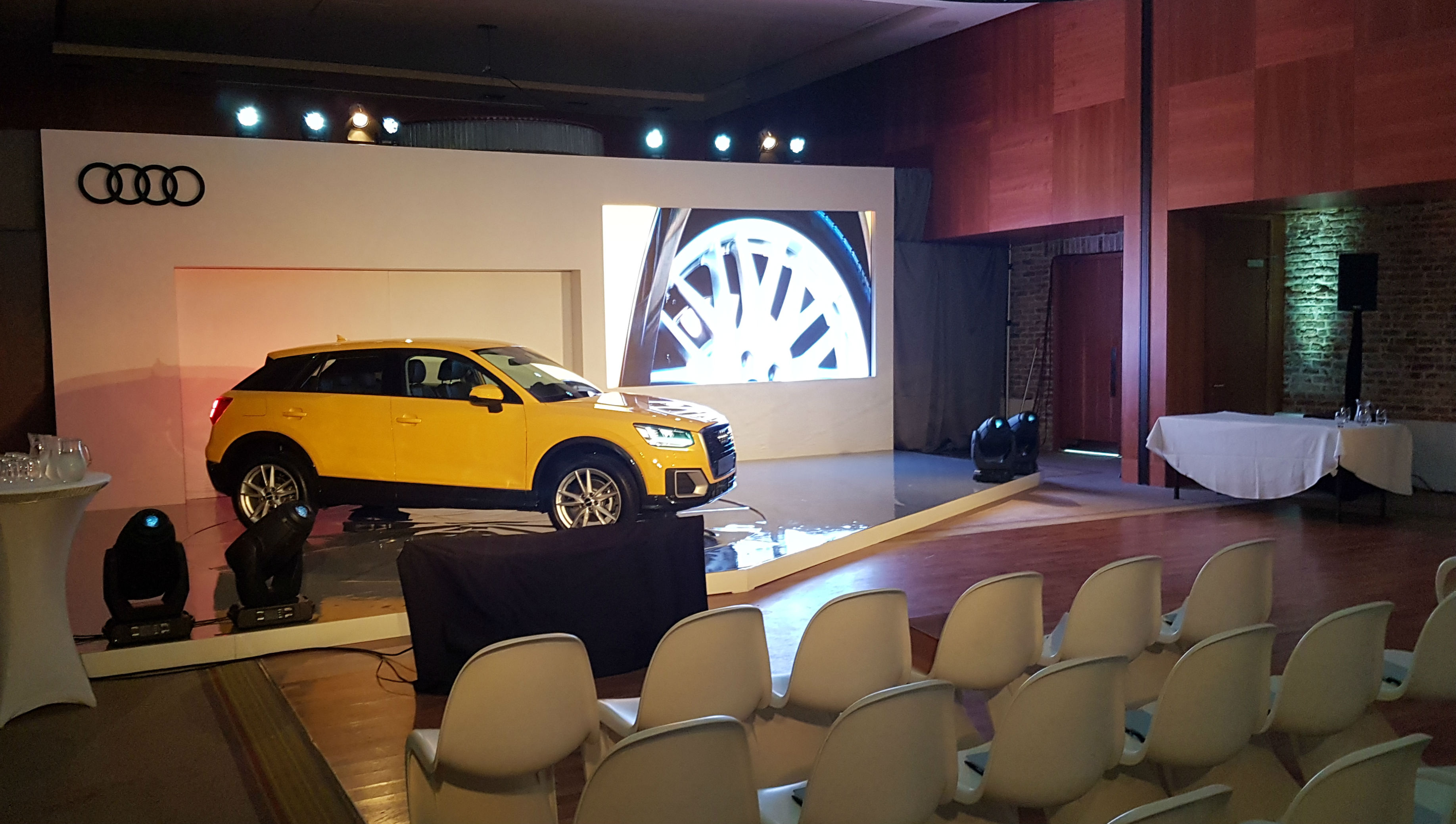 Backdrop and Revolving Stage for Audi Q2 launch in association with Pluto Events